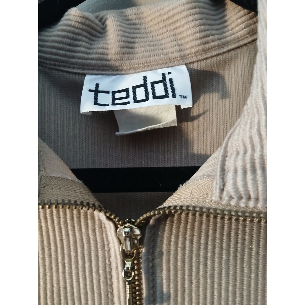 VINAGE Teddi Tan Corduroy Zip Up Jacket Pants Set Two Piece Women's Size Medium - Picture 5 of 7